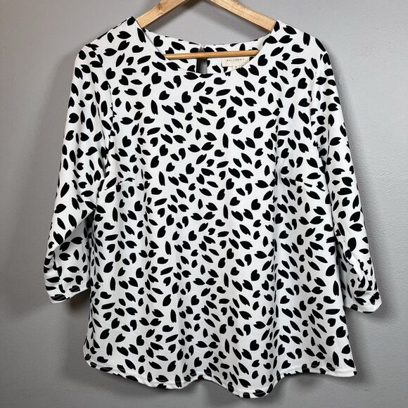 MELLODAY Tops - MELLODAY Blouse Women's Size 1X White & Black Office Professional Career